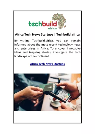 Africa Tech News Startups | Techbuild.africa