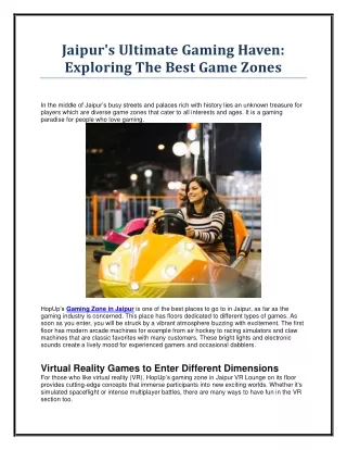 Jaipur's Ultimate Gaming Haven: Exploring The Best Game Zones