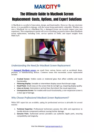 The Ultimate Guide to MacBook Screen Replacement- Costs, Options, and Expert Solutions
