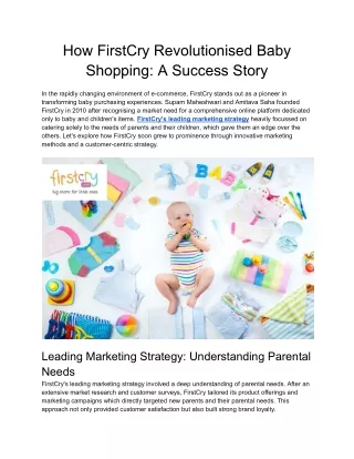 How FirstCry Revolutionised Baby Shopping A Success Story