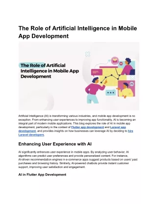 The Role of Artificial Intelligence in Mobile App Development