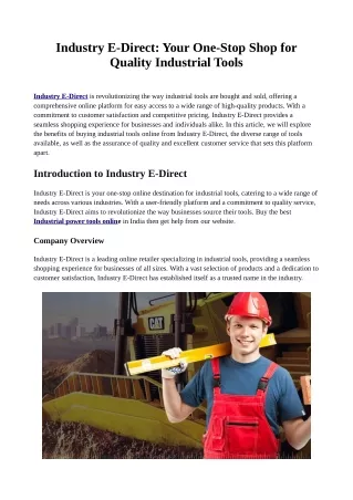 Industry E-Direct: Your One-Stop Shop for Quality Industrial Tools