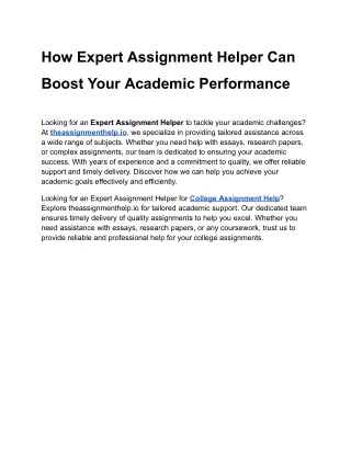 Expert Assignment Helper