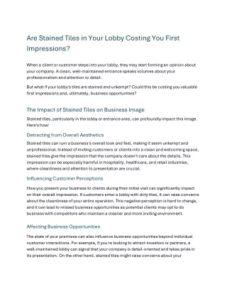 Are Stained Tiles in Your Lobby Costing You First Impressions