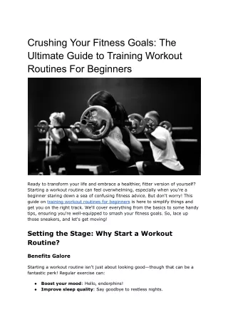 Crushing Your Fitness Goals_ The Ultimate Guide to Training Workout Routines For Beginners