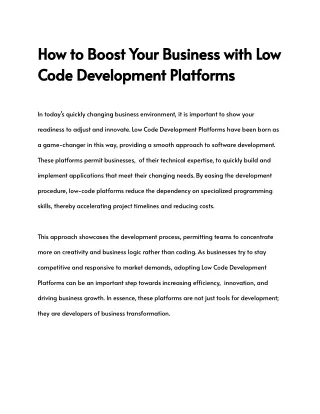 How to Boost Your Business with Low Code Development Platforms