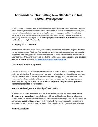 Abhinandana Infra_ Setting New Standards in Real Estate Development