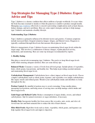 Top Strategies for Managing Type 2 Diabetes
