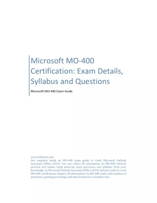 Microsoft MO-400 Certification: Exam Details, Syllabus and Questions