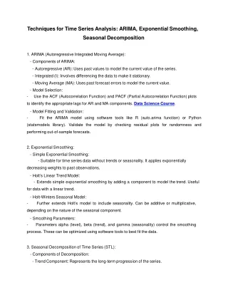 Techniques for Time Series Analysis_ ARIMA, Exponential Smoothing, Seasonal Decomposition