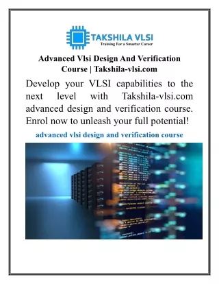 Advanced Vlsi Design And Verification Course  Takshila-vlsi.com