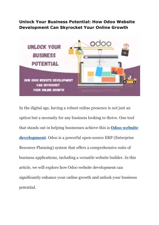Unlock Your Business Potential: How Odoo Website Development Can Skyrocket Your