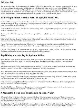 Maintaining with Spokane Valley Property Sector Tendencies