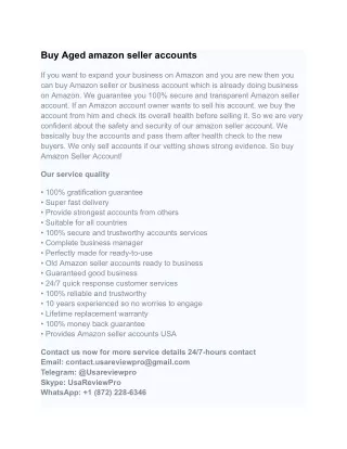 Buy Aged amazon seller accounts 2024