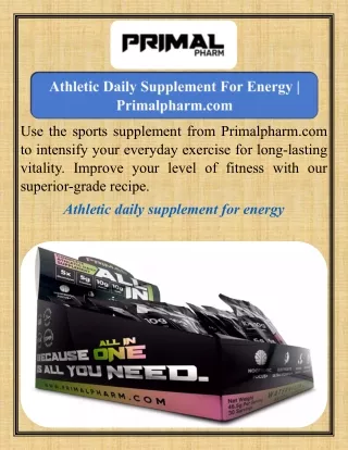 Athletic Daily Supplement For Energy  Primalpharm.com