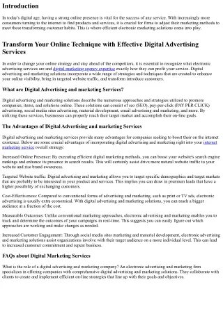 Transform Your Online Strategy with Effective Digital Advertising And Marketing