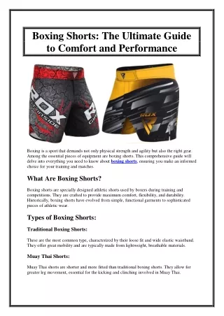 Boxing Shorts The Ultimate Guide to Comfort and Performance