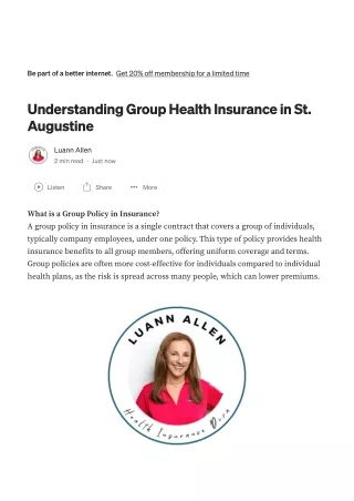 Understanding Group Health Insurance in St. Augustine