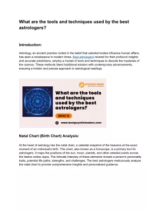 What are the tools and techniques used by the best astrologers