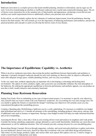 The Art of Bathroom Remodelling: Mixing Capability and Aesthetic Appeal