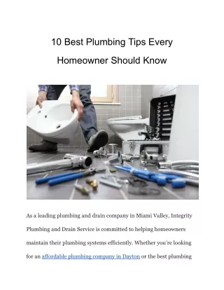 10 Best Plumbing Tips Every Homeowner Should Know