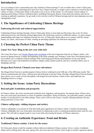 Celebrate Chinese Heritage with a Festive China Party Theme
