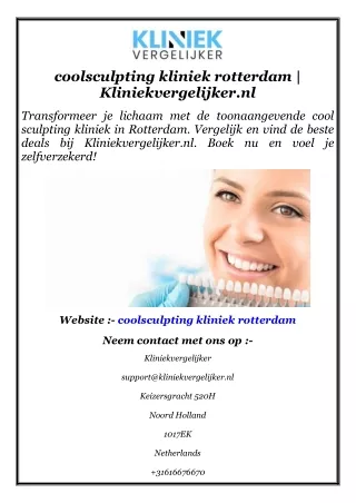 coolsculpting kliniek rotterdam  Kliniekvergelijker.nl