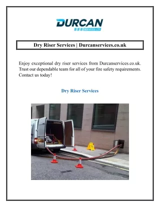 Dry Riser Services | Durcanservices.co.uk