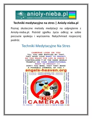 Techniki medytacyjne na stres  Anioly-nieba.pl
