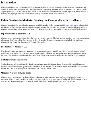 Public Services in Modesto: Serving the Community with Excellence