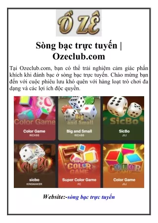 Sòng bạc trực tuyến | Ozeclub.com