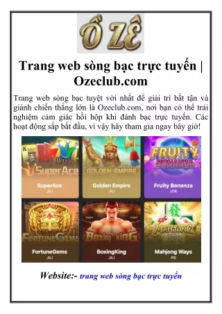 Trang web sòng bạc trực tuyến | Ozeclub.com