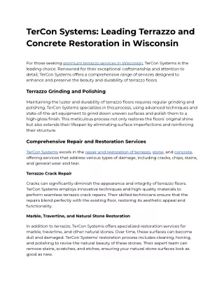 TerCon Systems_ Leading Terrazzo and Concrete Restoration in Wisconsin