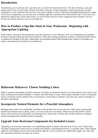 Just how to Develop a Spa-like Sanctuary in Your Restroom