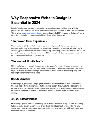 Why Responsive Website Design is Essential in 2024