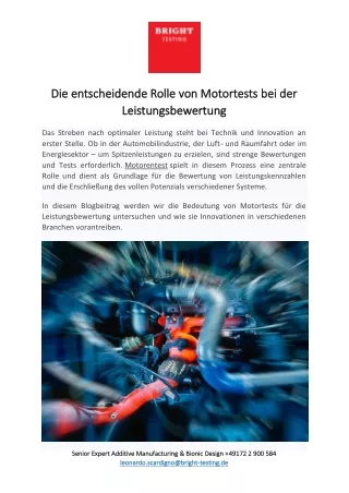 Die entscheidende Rolle von Motortests bei der Leistungsbewertung