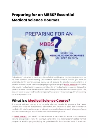 Medical science course subjects
