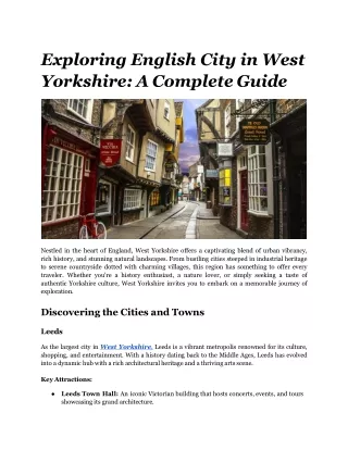 Exploring English City in West Yorkshire_ A Complete Guide