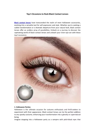 Top 5 Occasions to Rock Black Contact Lenses