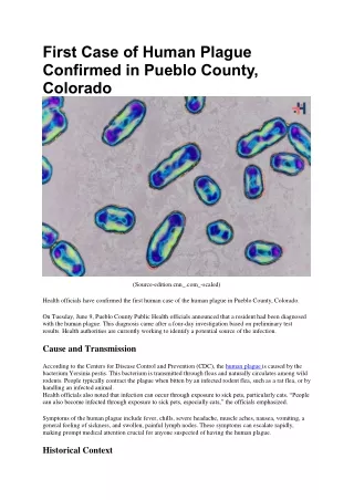 First Case of Human Plague Confirmed in Pueblo County