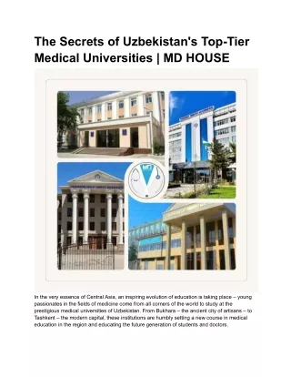 The Secrets Of Uzbekistan's Top-tier Medical Universities