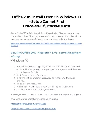Office 2019 Install Error