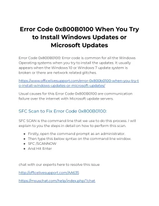 Error Code 0x800B0100 When You Try to Install Windows Updates