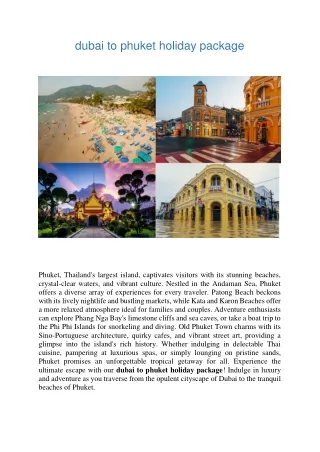 dubai to phuket holiday package