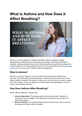 What Is Asthma and How Does It Affect Breathing_