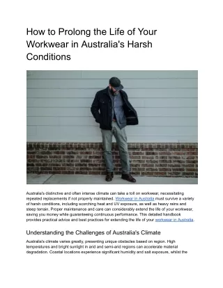 How to Prolong the Life of Your Workwear in Australia's Harsh Conditions