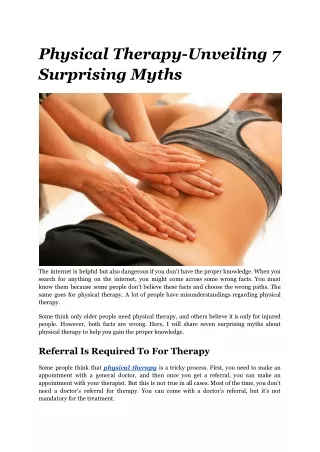 Physical Therapy-Unveiling 7 Surprising Myths