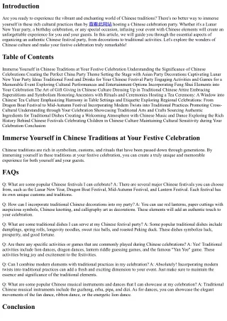 Immerse Yourself in Chinese Traditions at Your Festive Celebration