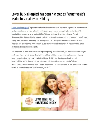 Lower Bucks Hospital has been honored as Pennsylvania's leader in social responsibility