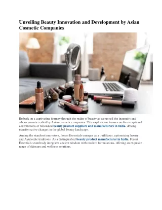 Unveiling Beauty Innovation and Development by Asian Cosmetic Companies